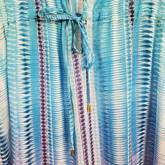 Bleu Rod Beattie Size S M Tunic Sheer Beach Swimwear Cover Up Ombre Blue Purple - Picture 7 of 10